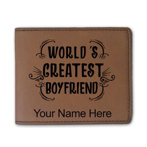 Cartera plegable de piel sintética, el mejor novio del mundo, grabado personalizado incluido