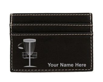 Faux Leather Money Clip Wallet, Disc Golf, Personalized Engraving Included