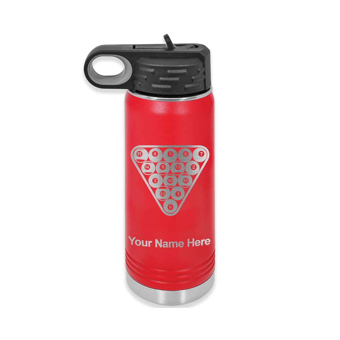 20oz Double Wall Flip Top Water Bottle With Straw, Billiard Balls