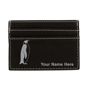 Monedero de cuero sintético Money Clip, Penguin, Grabado Personalizado Incluido