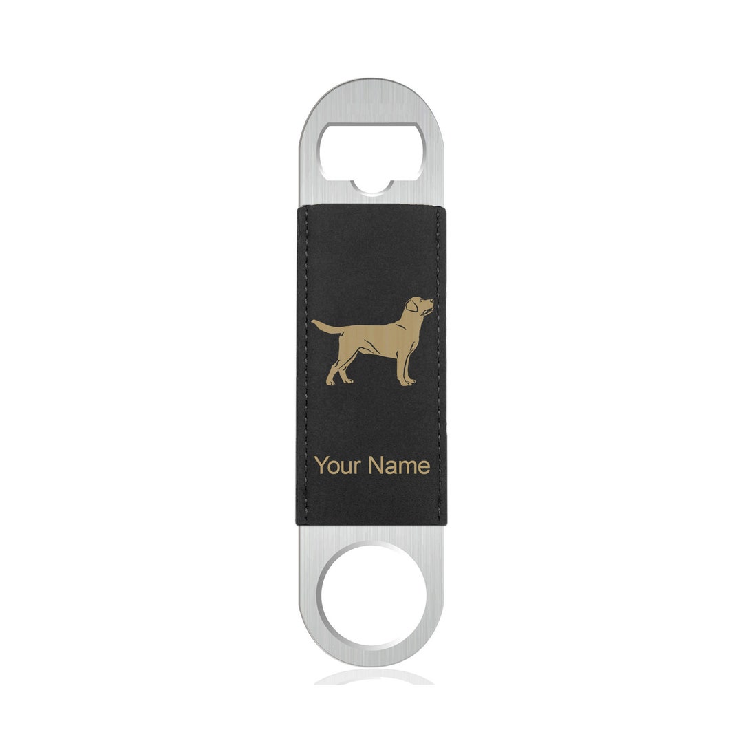 Faux Leather Bottle Opener, Labrador Retriever Dog, Personalized Engraving Included faux Leather
