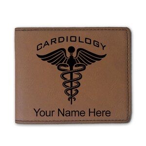 Cartera plegable de piel sintética, cardiología, grabado personalizado incluido