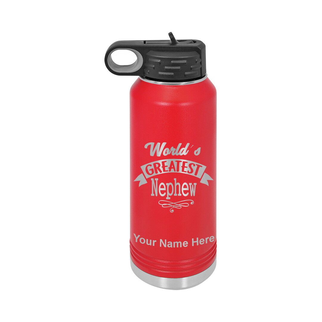 32oz Double Wall Flip Top Water Bottle With Straw, Worlds Greatest