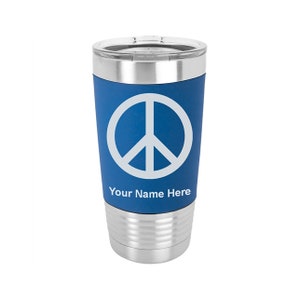 20oz Silicone Tumbler Mug, Peace Sign, Personalized Engraving Included