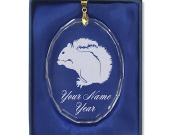 LaserGram Christmas Ornament, Squirrel, Personalized Engraving Included (Oval Shape)