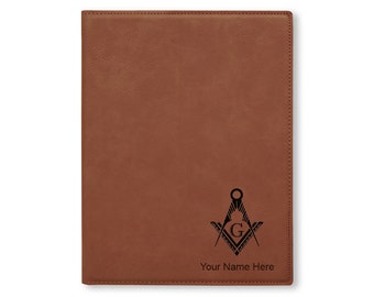 Large 9.5 X 12 Portfolio Notepad, Freemason Symbol, Personalized Engraving Included