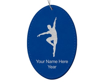 LaserGram Faux Leather Christmas Ornament, Dancer, Personalized Engraving Included (Oval Shape)