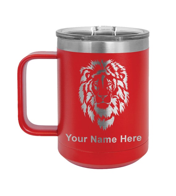 15oz Vacuum Insulated Coffee Mug, Lion Head, Personalized