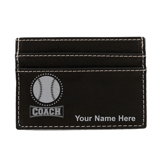 Faux Leather Money Clip Wallet Baseball Coach Personalized