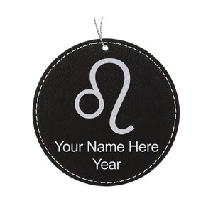 LaserGram Faux Leather Round Christmas Ornament, Zodiac Sign Gemini, Personalized Engraving Included (Round Shape)