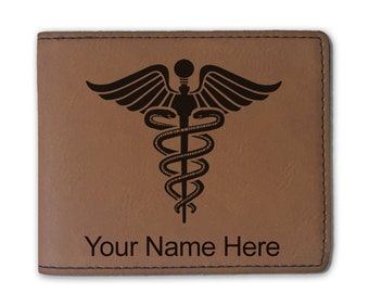 Personalized Engraving Included Money Clip Wallet Caduceus Medical Symbol