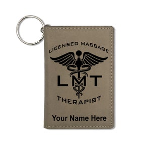 ID Holder Wallet, LMT Licensed Massage Therapist, Personalized Engraving Included