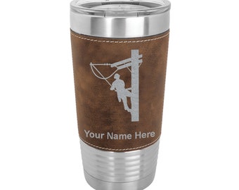 20oz Faux Leather Tumbler, Lineman, Personalized Engraving Included