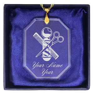 LaserGram Christmas Ornament, Barber Shop Pole, Personalized Engraving Included (Rectangle Shape)