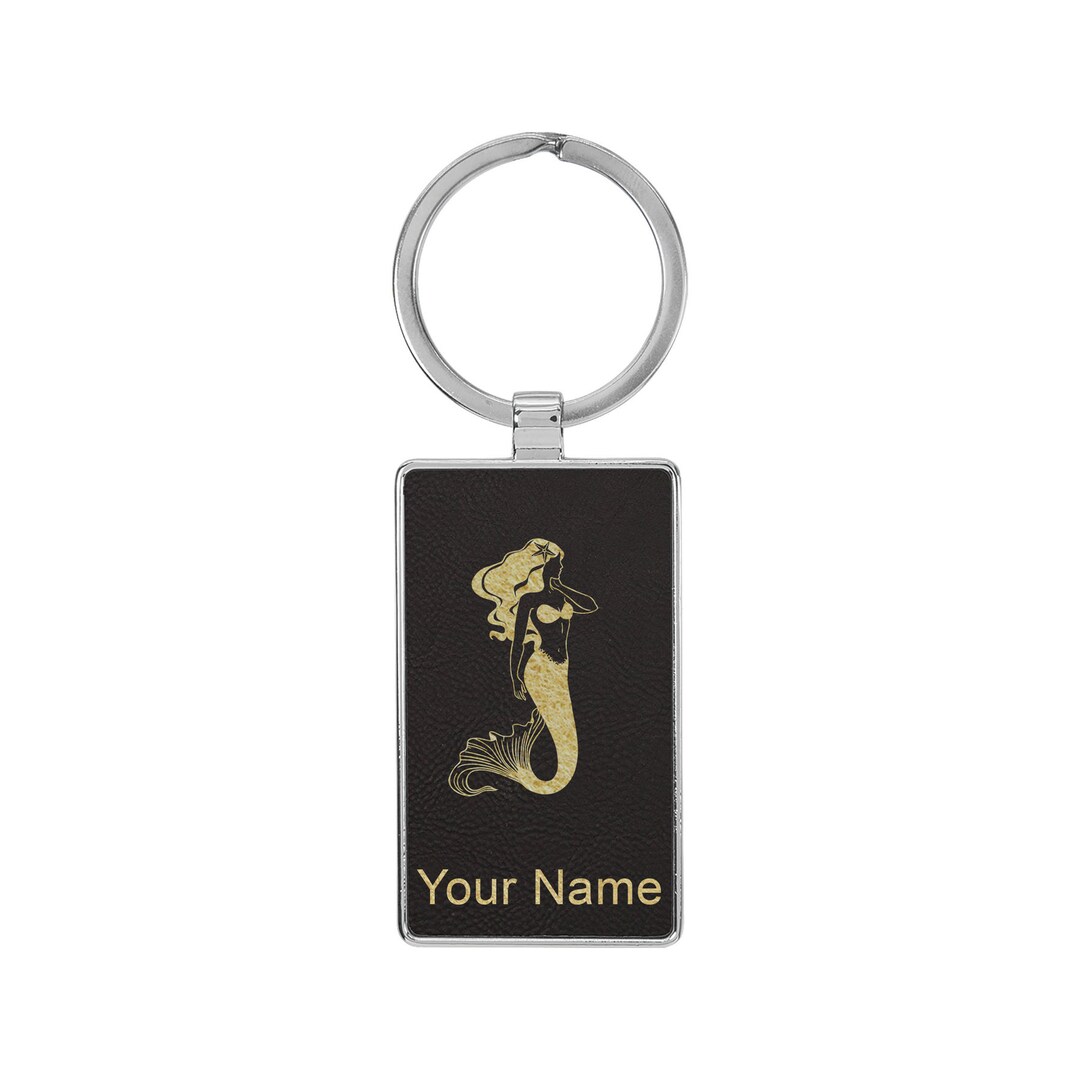 Merlin Frame Keychain Rectangle Metal Frame Keychain, Mermaid, Personalized Engraving ...