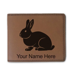 Cartera plegable de cuero sintético, conejo, grabado personalizado incluido