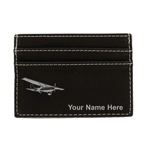 Monedero de cuero sintético Money Clip, avión de ala alta, grabado personalizado incluido