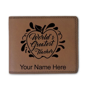 Cartera plegable de piel sintética, el mejor maestro del mundo, grabado personalizado incluido