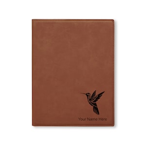 Bloc de notas tipo cartera grande de 9,5 x 12, colibrí, grabado personalizado incluido