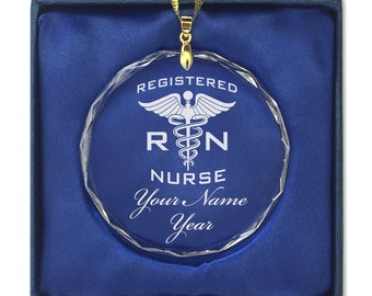 LaserGram Christmas Ornament, RN Registered Nurse, Personalized Engraving Included (Round Shape)