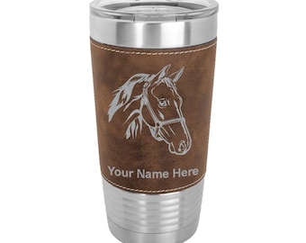 20oz Faux Leather Tumbler, Horse Head 2, Personalized Engraving Included