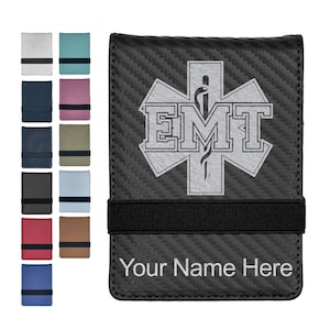 Faux Leather Mini Notepad, EMT Emergency Medical Technician, Personalized Engraving Included