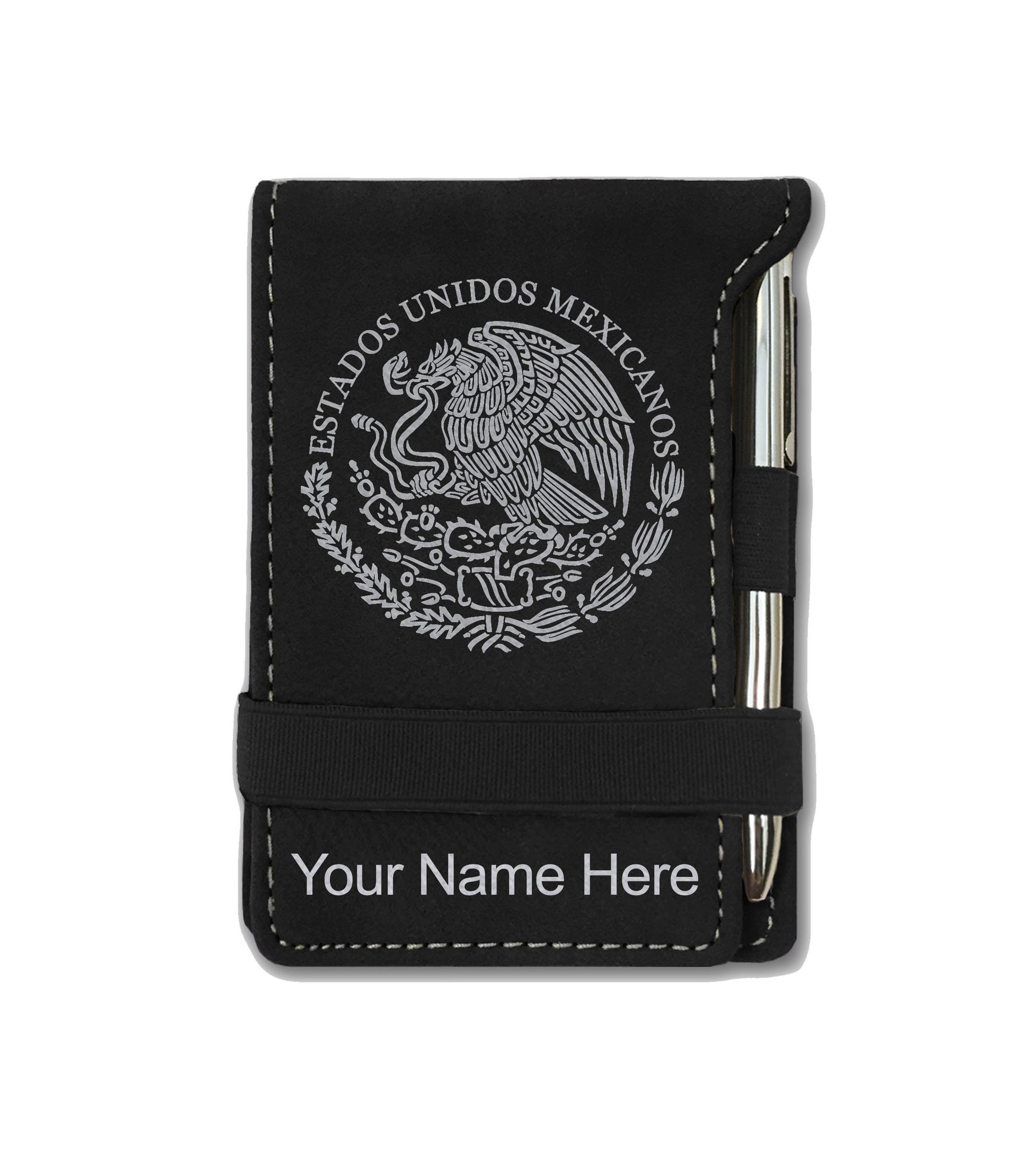 Mexican Notepad Faux Leather Mini Notepad, flag of Mexico, Personalized Engraving ...