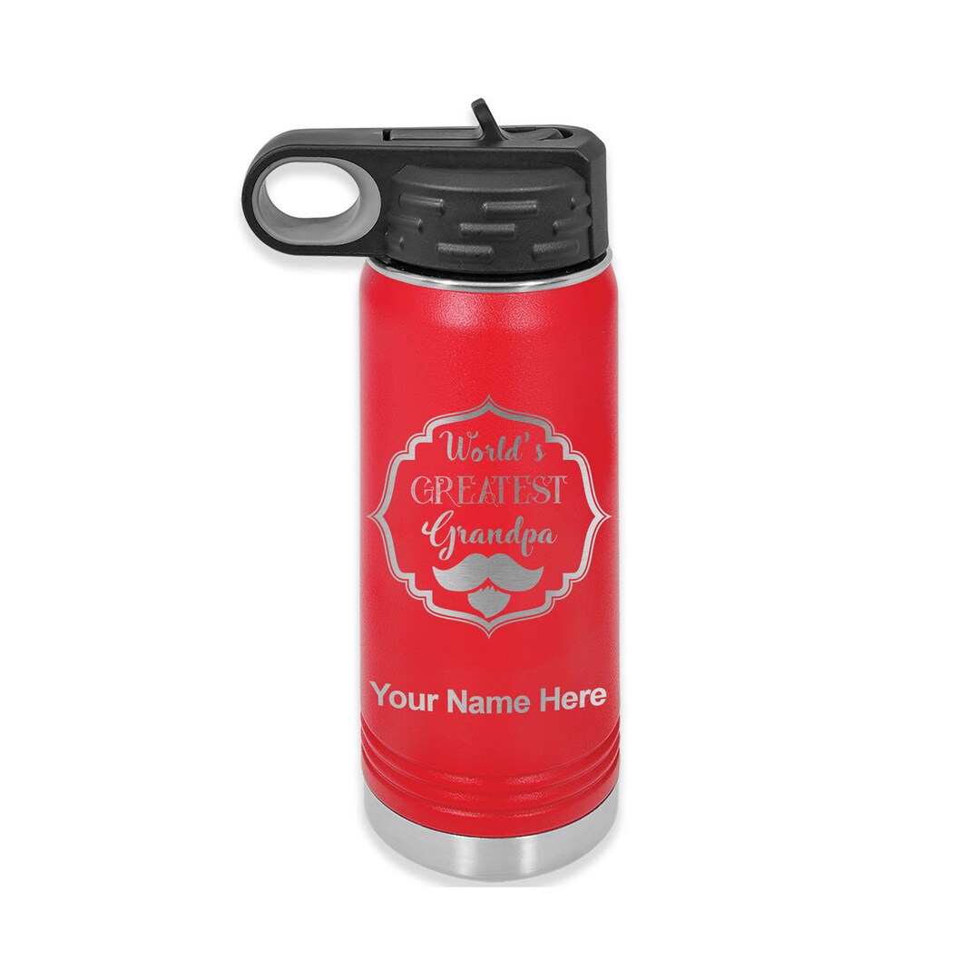 Wellness Double-Wall Stainless Steel Flip-Straw White Wood Water Bottle, 17 Oz