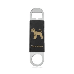 Faux Leather Bottle Opener, Schnauzer Dog, Personalized Engraving Included (Faux Leather)