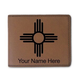Cartera plegable de cuero sintético, bandera de Nuevo México, grabado personalizado incluido