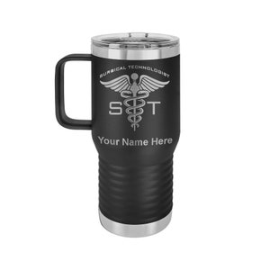 LaserGram 20oz Vacuum Insulated Coffee Mug With Handle, ST Surgical Technologist, Personalized Engraving Included