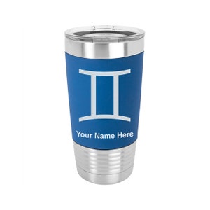 20oz Silicone Tumbler Mug, Zodiac Sign Gemini, Personalized Engraving Included