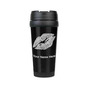 16oz Coffee Travel Mug, Lipstick Kiss, Personalized Engraving Included