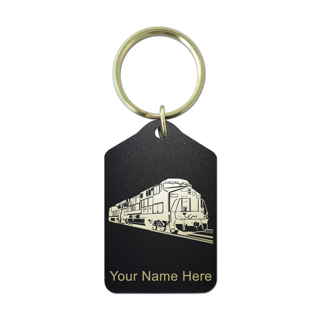 Black Metal Keychain, freight Train, Personalized Engraving Included - Etsy