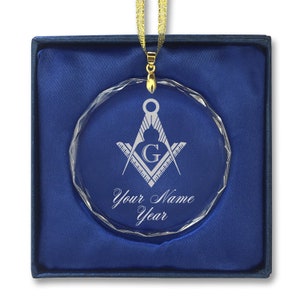 LaserGram Christmas Ornament, Freemason Symbol, Personalized Engraving Included (Round Shape)