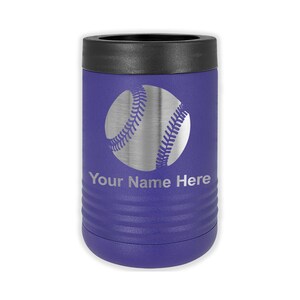 LaserGram Double Wall Insulated Beverage Can Holder, Baseball Ball, Personalized Engraving Included Purple