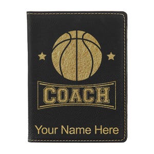 LaserGram Faux Leather Passport Holder, Basketball Coach, Personalized Engraving Included