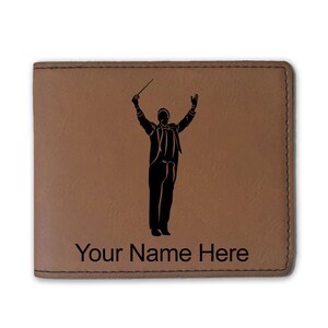 Cartera plegable de cuero sintético, director de banda, grabado personalizado incluido