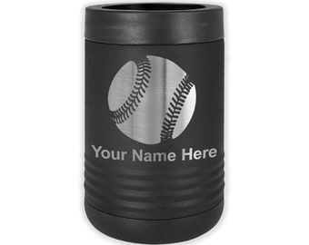 LaserGram Double Wall Insulated Beverage Can Holder, Baseball Ball, Personalized Engraving Included