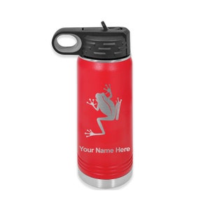 20oz Double Wall Flip Top Water Bottle with Straw, Tree Frog, Personalized Engraving Included