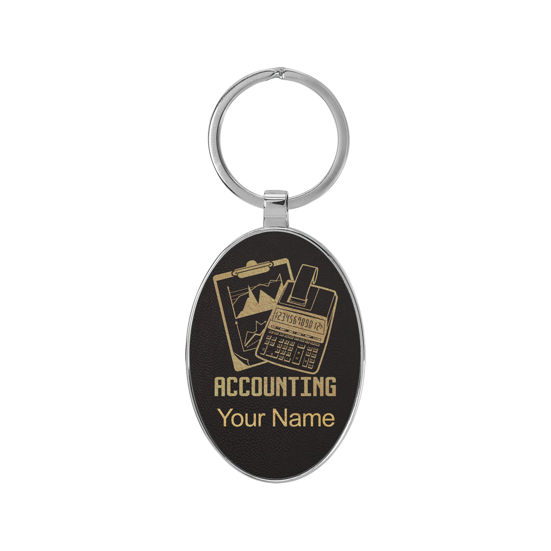 Oval Metal Frame Keychain, Accounting, Personalized Engraving Included ...