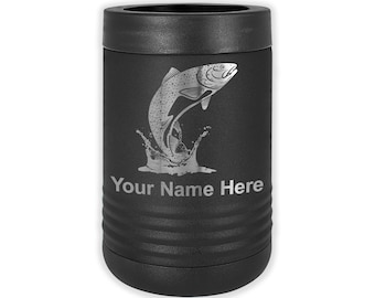 LaserGram Double Wall Insulated Beverage Can Holder, Trout Fish, Personalized Engraving Included