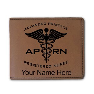 Cartera plegable de cuero sintético, enfermera registrada de práctica avanzada APRN, grabado personalizado incluido