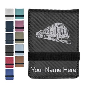 Faux Leather Mini Notepad, Freight Train, Personalized Engraving Included