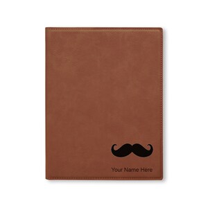 Large 9.5 X 12 Portfolio Notepad, Mustache, Personalized Engraving Included