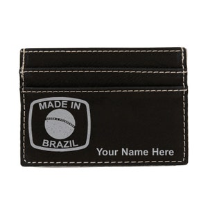 Faux Leather Money Clip Wallet, Made in Brazil, Personalized Engraving Included