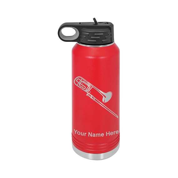 32oz Double Wall Flip Top Water Bottle With Straw Trombone