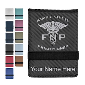 Faux Leather Mini Notepad, FNP Family Nurse Practitioner, Personalized Engraving Included