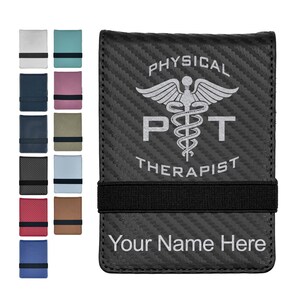 Faux Leather Mini Notepad, PT Physical Therapist, Personalized Engraving Included