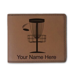 Cartera plegable de cuero sintético, disco de golf, grabado personalizado incluido